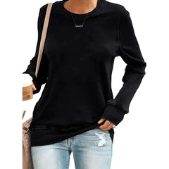 Commuter Long-sleeved Round Neck Solid Color T-shirt