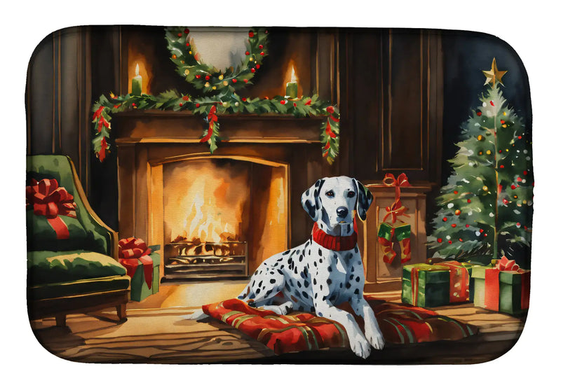 Dalmatian Cozy Christmas Dish Drying Mat