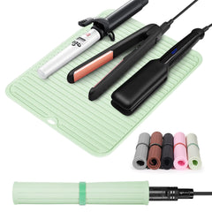 Quccefods Large Heat Resistant Silicone Mat for Hair Styling Tools - Portable Cover for Curling Irons Flat Irons and Hair Straighteners