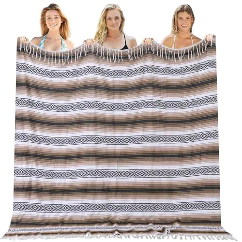 Mexican Throw Blanket Lightweight Serape Outdoor Blanket Extra Large Picnic Blanket Camping Blanket Beach Blanket Turkish Towel Sandproof Honeymoon Gift Fast Dry XL Compact Tent Gadgets 60