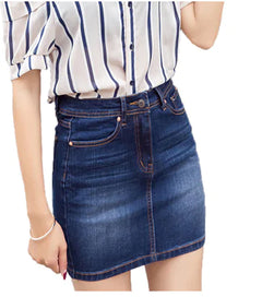 Plus Size Stretch Slimming Denim Half-Length Skirt