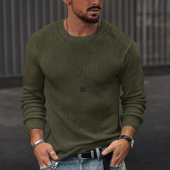 Solid Color Long-Sleeved Round Neck Sweater