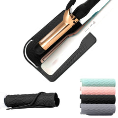 Flat Iron Heat Resistant Silicone Mat for Curling Iron Hair Straightener Heat Pad Curling Iron Sleeve Travel Case Heat Resistant and Other Hair Styling Tools for Counter 9 x 6.5 in Black