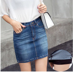 Plus Size Stretch Slimming Denim Half-Length Skirt