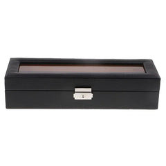 Carbon Fiber 6-Slot Watch Box in Black Leather