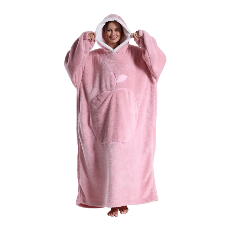 GoodtoU Wearable Blanket Hoodie For Women and Men - Oversized Hooded Blanket for Adults Fluffy Plush Blanket Sweatshirt Warm Cozy Gifts For Mom Pink